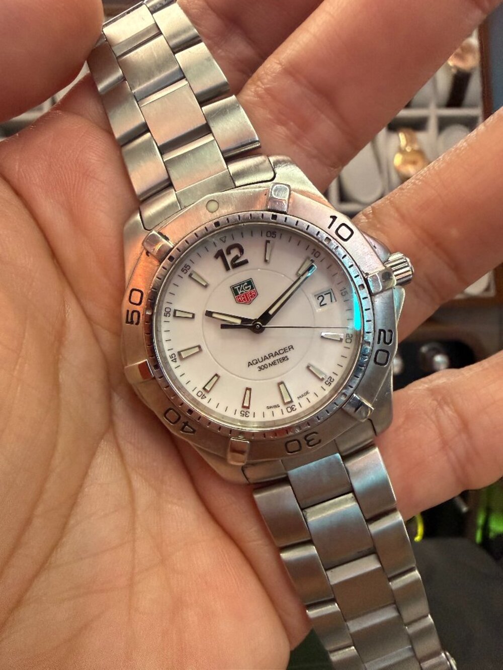 TAG Heuer Aquaracer 300M WAF1111 39mm White Dial Swiss Quartz Steel Bracelet